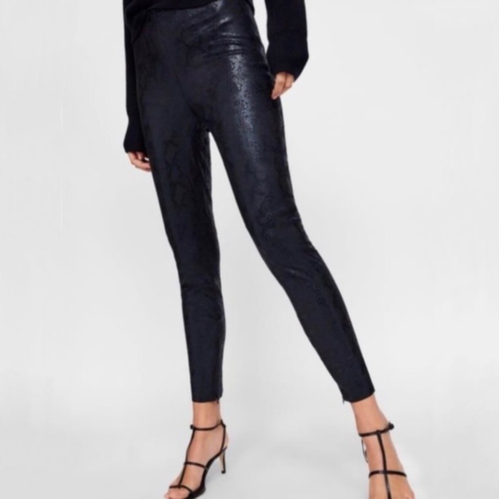 Zara Black snake print leggings
